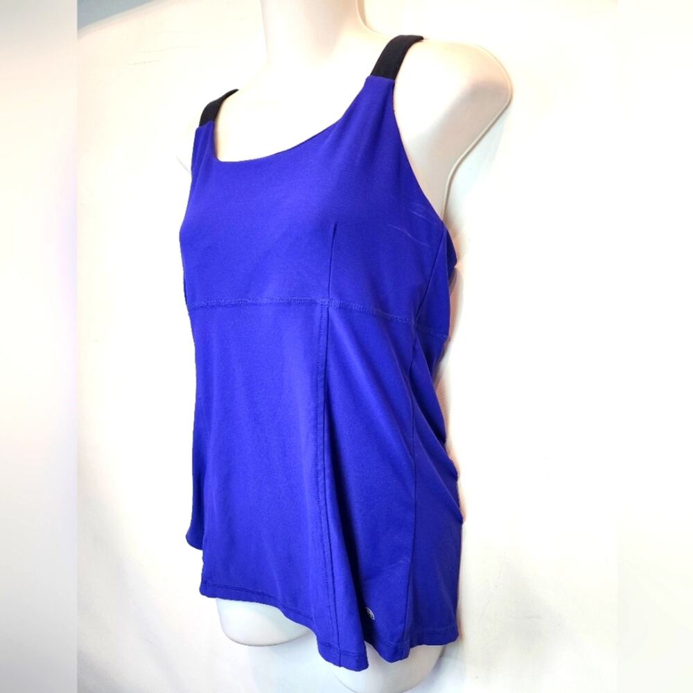 Vintage 90's Athletic Workout Top Blue‎ Retro Sports Top Pickle Ball Size XL